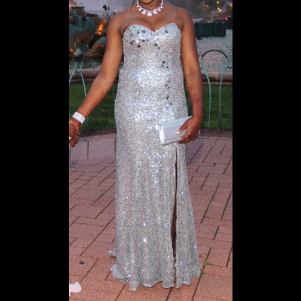 Nina Canacci silver glitter dress